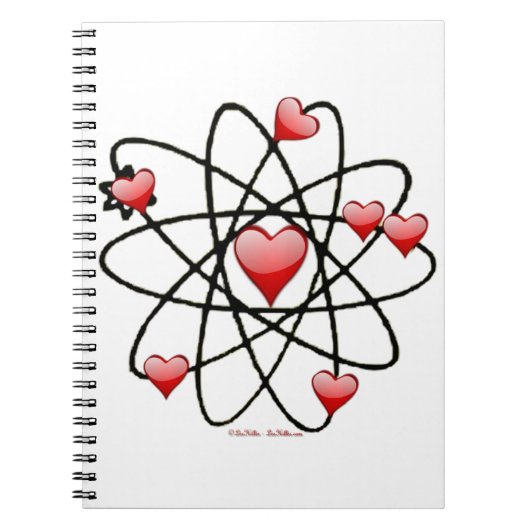 Atomic Valentine Red Hearts Notizblock (Vorderseite)
