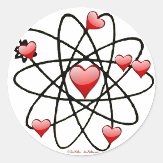 Atomic Valentine Red Hearts Runder Aufkleber (Vorderseite)