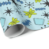 Atomische Blues und Green auf blauem Medium Geschenkpapier (Rolleneckpunkt)