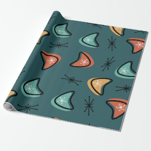 Atomische Boomerangs-Sternexplosionen Aquamarin Geschenkpapier