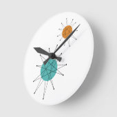 Atomische Franziskanische Sternexplosion Türkis Or Runde Wanduhr (Winkel)