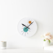 Atomische Franziskanische Sternexplosion Türkis Or Runde Wanduhr (Zuhause)