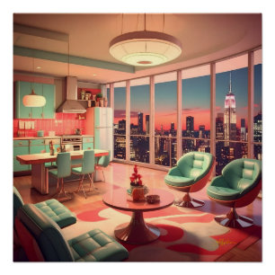 Atomische futuristische Penthouse-Wohnung Poster
