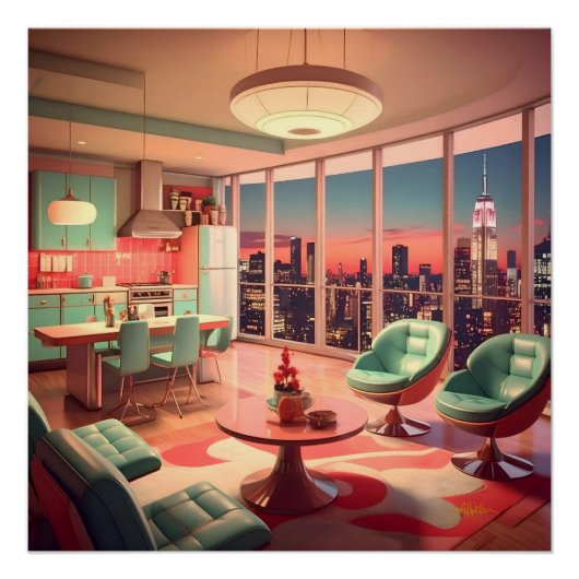 Atomische futuristische Penthouse-Wohnung Poster (Vorderseite)