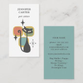 ATOMISCHE KATZE MITTE JAHRHUNDERT PLÄTZE PET SITTE VISITENKARTE (Vorne/Hinten)