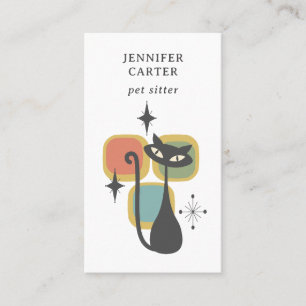 ATOMISCHE KATZE MITTE JAHRHUNDERT SQUARY PET SITTE VISITENKARTE