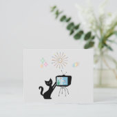 ATOMISCHE KATZE- UND ALTE TV-SET-UMSTÄNDE POSTKARTE (Stehend Vorderseite)