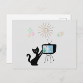 ATOMISCHE KATZE- UND ALTE TV-SET-UMSTÄNDE POSTKARTE (Vorne/Hinten)