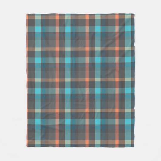 Atomische Mandarine Kariert Fleecedecke (Vorderseite)