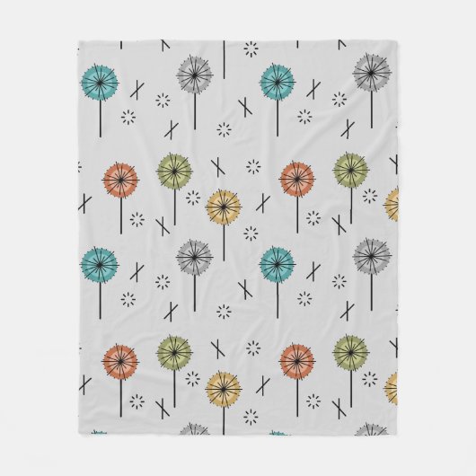 Atomische Retro-Blume mehrfarbig Fleecedecke (Vorderseite)