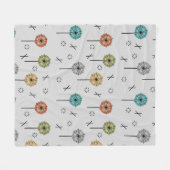 Atomische Retro-Blume mehrfarbig Fleecedecke (Vorderseite (Horizontal))
