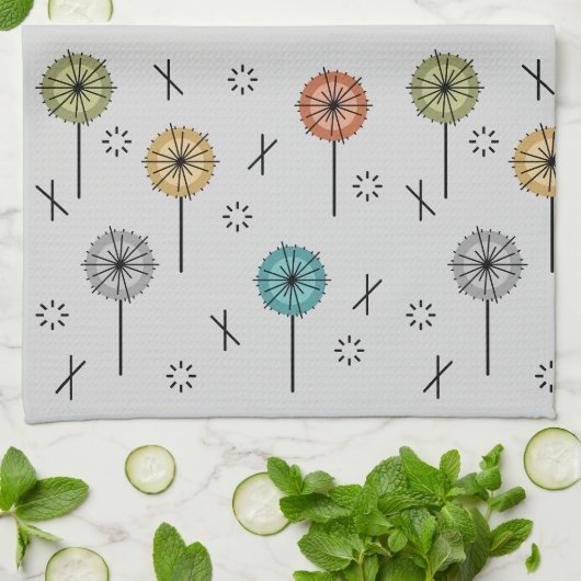 Atomische Retro-Blume mehrfarbig Geschirrtuch (Gefaltet)