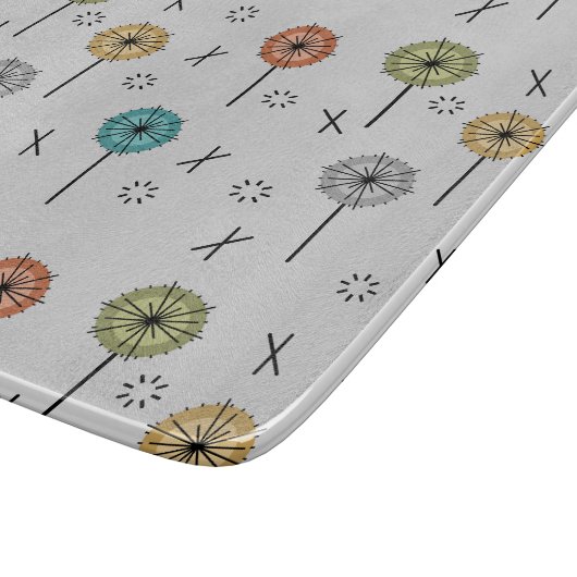 Atomische Retro-Blume mehrfarbig Schneidebrett (Ecke)