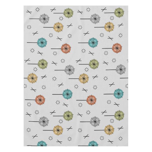 Atomische Retro-Blume mehrfarbig Tischdecke (Vorderseite)