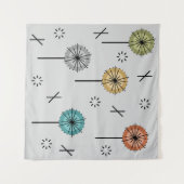 Atomische Retro-Blume mehrfarbig Wandteppich (Vorderseite (Horizontal))