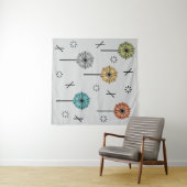Atomische Retro-Blume mehrfarbig Wandteppich (Beispiel (Horizontal))