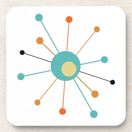 Atomische Sternexplosion Aquamarin Blue Orange Mit Getränkeuntersetzer (Vorderseite)