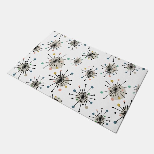 Atomische Sternexplosion Muster Mitte Jahrhundert Fußmatte (Schrägansicht)