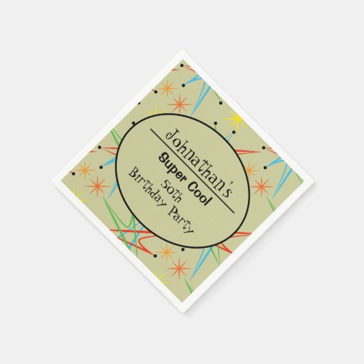 Atomische Sternexplosion Retro Multicoloriert Pers Serviette (Ecke)