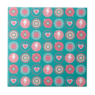 Atomische Sternexplosion Sparkle Herz Retro blaues Fliese