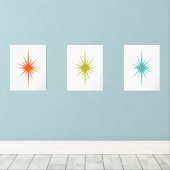 Atomische Sternexplosion Türkis Orange Green Midja Bilderwand Sets (Holzboden)