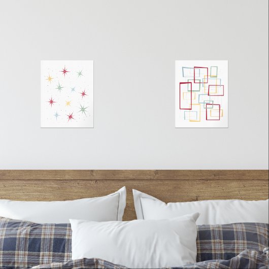 Atomische Sternexplosion und Abstrakte Plätze Mitt Bilderwand Sets (Schlafzimmer)