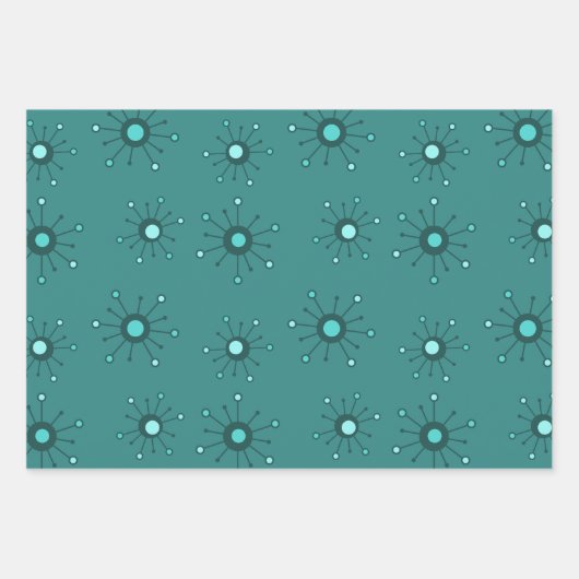 Atomische Sternexplosionen Aquamarin Geschenkpapier Set (Vorderseite)