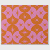 Atomische Sternexplosionen auf rosa Orangen Scallo Geschenkpapier (Flach)