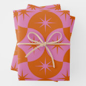 Atomische Sternexplosionen auf rosa Orangen Scallo Geschenkpapier Set (Beispiel)