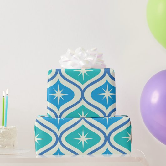 Atomische Sternexplosionen aus dem Mittelalter auf Geschenkpapier (Partygeschenke)