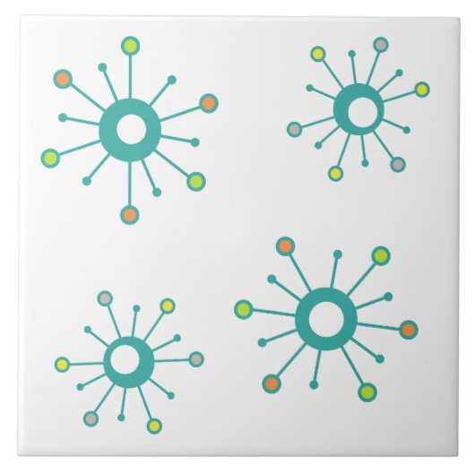 Atomische Sternexplosionen farbenfroh Türkis Fliese (Vorderseite)