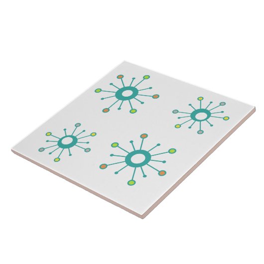 Atomische Sternexplosionen farbenfroh Türkis Fliese (Seite)