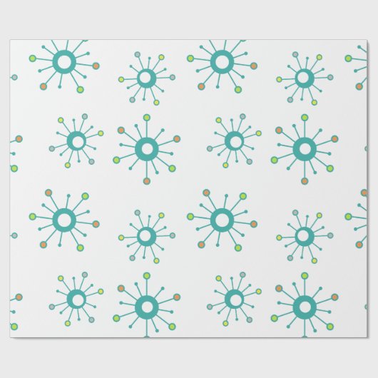 Atomische Sternexplosionen farbenfroh Türkis Geschenkpapier (Flach)