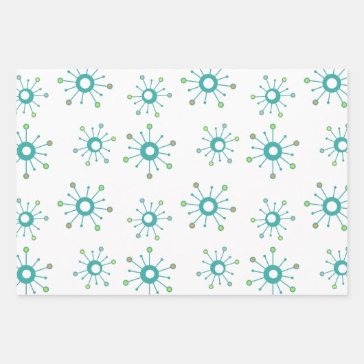 Atomische Sternexplosionen farbenfroh Türkis Geschenkpapier Set (Vorderseite 2)
