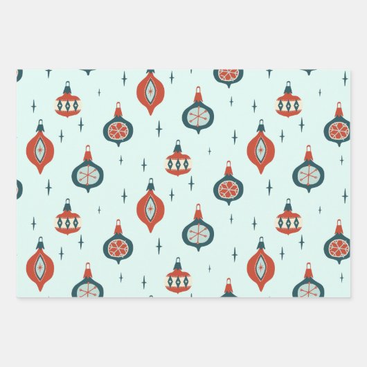 Atomische Weihnachtszeit Mitte des Jahrhunderts Geschenkpapier Set (Vorderseite)