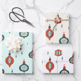 Atomische Weihnachtszeit Mitte des Jahrhunderts Geschenkpapier Set