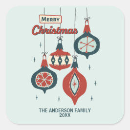 Atomische Weihnachtszeit Mitte des Jahrhunderts Quadratischer Aufkleber
