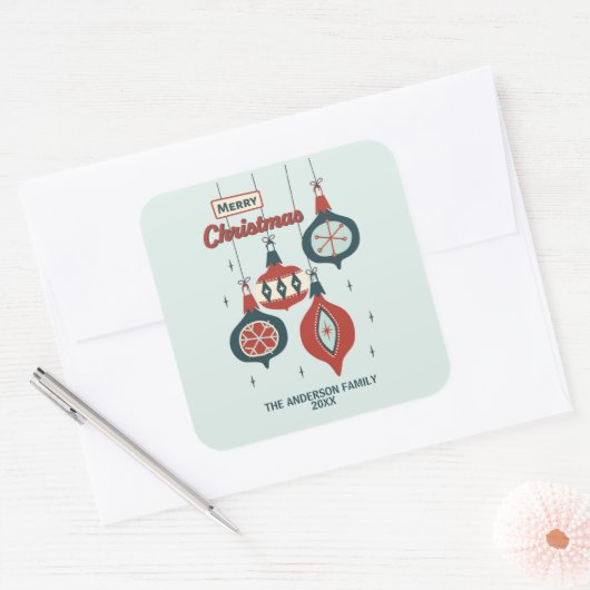 Atomische Weihnachtszeit Mitte des Jahrhunderts Quadratischer Aufkleber (Umschlag)