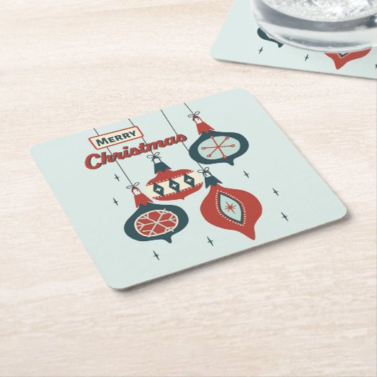 Atomische Weihnachtszeit Mitte des Jahrhunderts Rechteckiger Pappuntersetzer (angewinkelt)