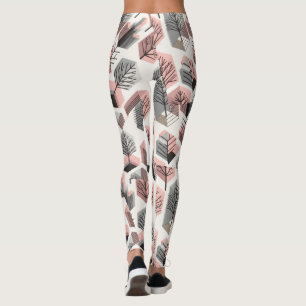 Atomisches Rosa-Graues Patchwork-Baum-Prisma-Muste Leggings
