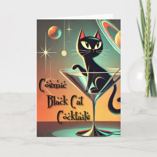 Atomistische futuristische kosmische schwarze Katz Karte