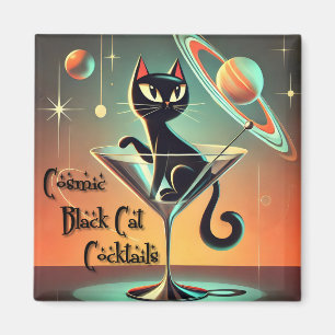 Atomistische futuristische kosmische schwarze Katz Magnet
