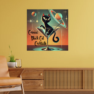 Atomistische futuristische kosmische schwarze Katz Poster