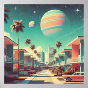 Atomistische futuristische neue Florida-Wohnungen Poster