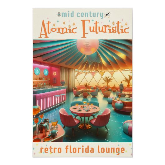 Atomistische futuristische Retro-Florida-Lounge Poster (Vorderseite)