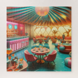 Atomistische futuristische Retro-Florida-Lounge Puzzle