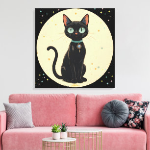 Atomistische futuristische schwarze Katzenmond Leinwanddruck