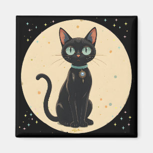 Atomistische futuristische schwarze Katzenmond Magnet