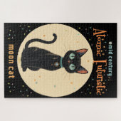 Atomistische futuristische schwarze Katzenmond mit Puzzle (Horizontal)
