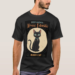 Atomistische futuristische schwarze Katzenmond mit T-Shirt